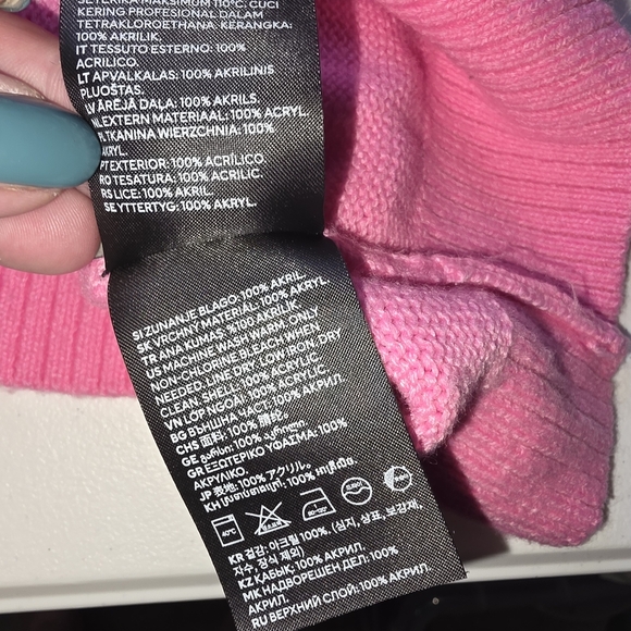 H&M Divided Disney Mickey Mouse Jacquard Knit Sweater Pink Black Crewneck - Picture 9 of 9